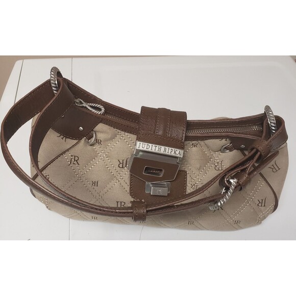 Judith Ripka Satchel Canvas Handbag Top Handle Silver Hardware Medium NWOT - Picture 10 of 16